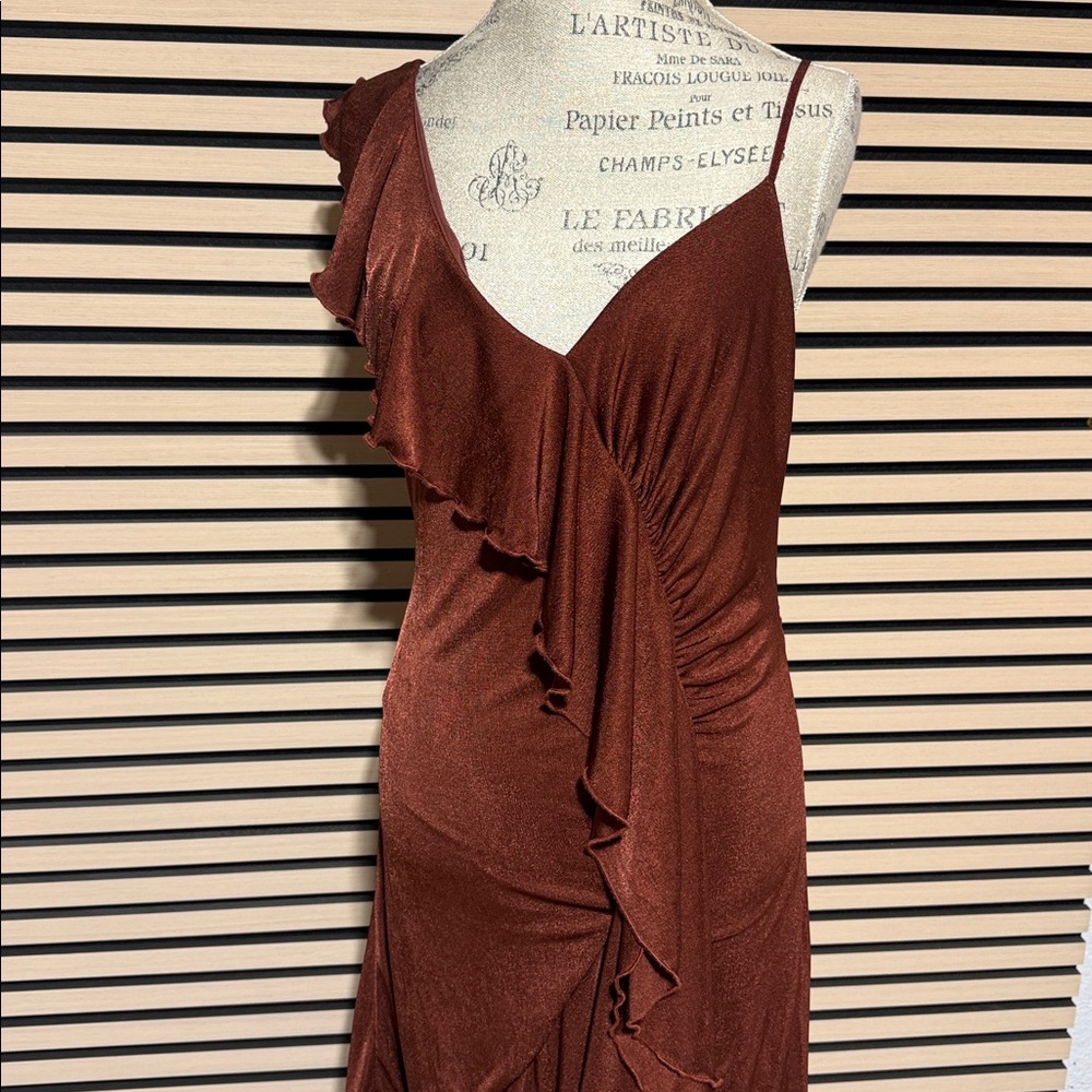 📌 Anthropologie Asymmetrical Ruffled Dress. Size L - Picture 4 of 13
